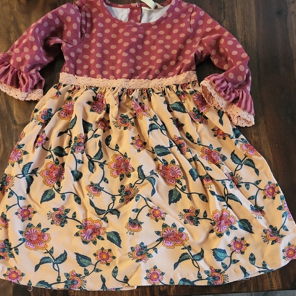 Matilda Jane Pink and Cream Floral Kids Dress Great Cond Sz 8 - Picture 1 of 6